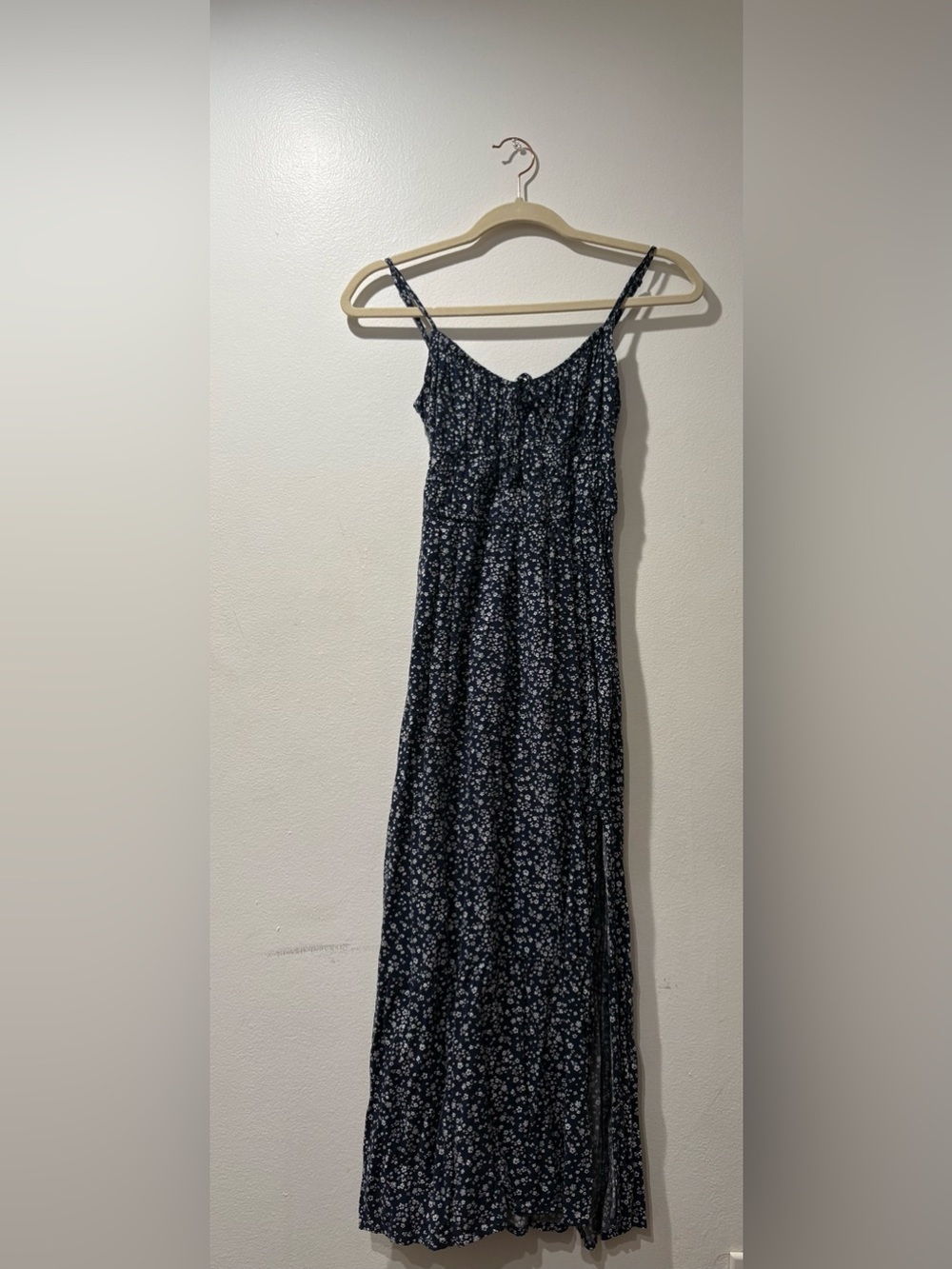 Hollister Navy Floral Spaghetti-Strap Maxi Dress
